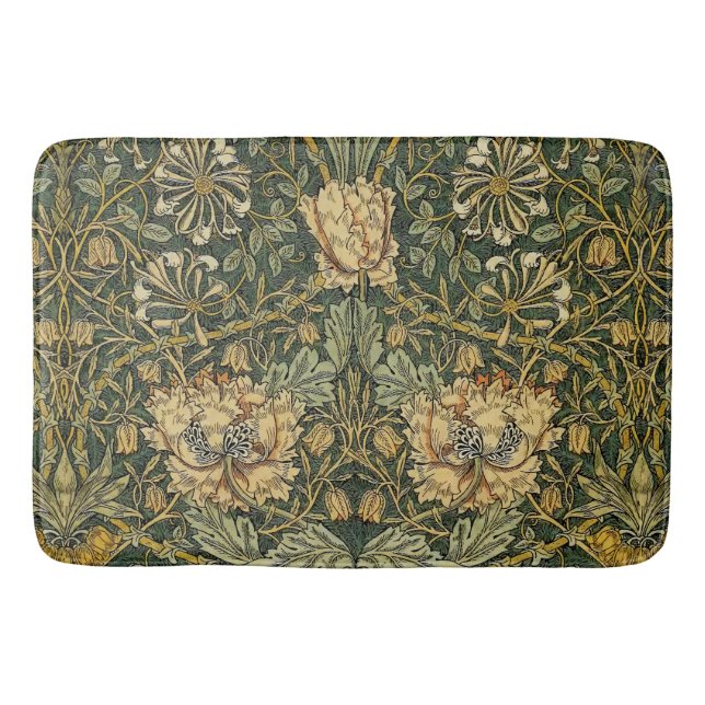 William Morris Honeysuckle Grönt Blommigt Badrumsmatta (Framsidan)