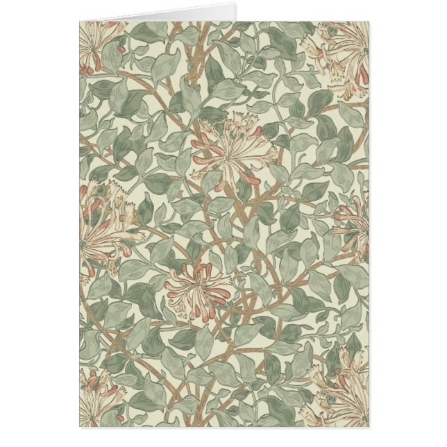William Morris Honeysuckle Grönt Blommigt Hälsningskort (Framsidan)