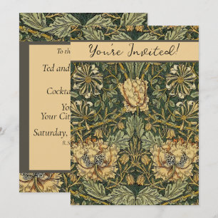 William Morris Honeysuckle Grönt Blommigt Inbjudningar