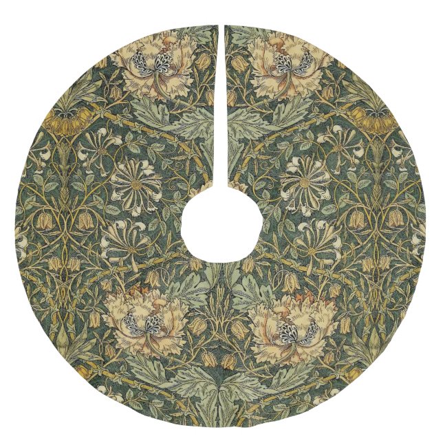 William Morris Honeysuckle Grönt Blommigt Julgransmatta Borstad Polyester (Framsidan)