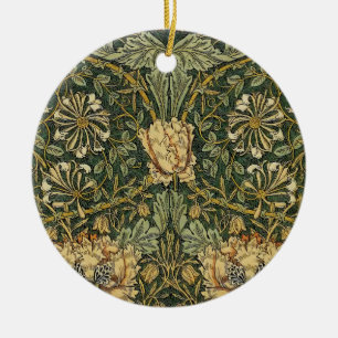 William Morris Honeysuckle Grönt Blommigt Julgransprydnad Keramik