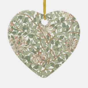 William Morris Honeysuckle Grönt Blommigt Julgransprydnad Keramik