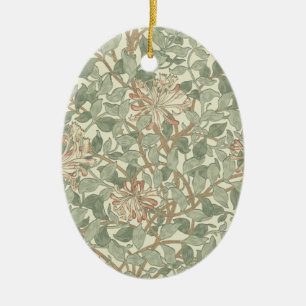 William Morris Honeysuckle Grönt Blommigt Julgransprydnad Keramik