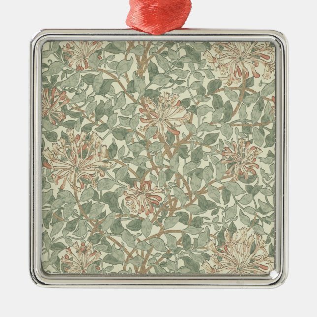 William Morris Honeysuckle Grönt Blommigt Julgransprydnad Metall (Framsidan)