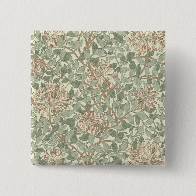 William Morris Honeysuckle Grönt Blommigt Knapp (Framsida)