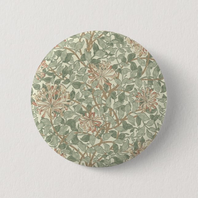 William Morris Honeysuckle Grönt Blommigt Knapp (Framsida)