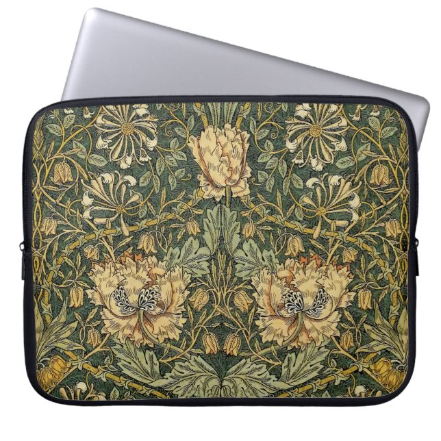 William Morris Honeysuckle Grönt Blommigt Laptop Fodral (Framsidan)