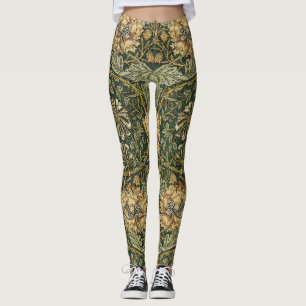 William Morris Honeysuckle Grönt Blommigt Leggings