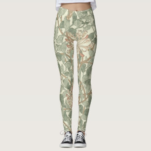 William Morris Honeysuckle Grönt Blommigt Leggings
