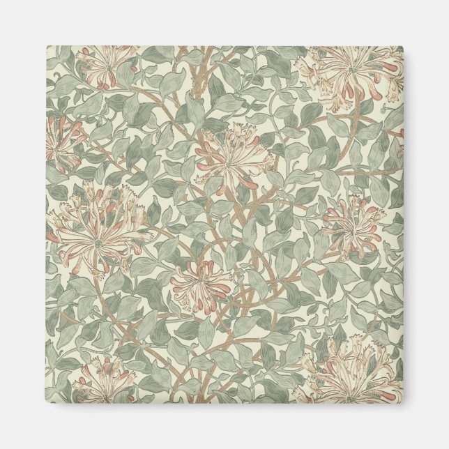 William Morris Honeysuckle Grönt Blommigt Magnet (Framsidan)