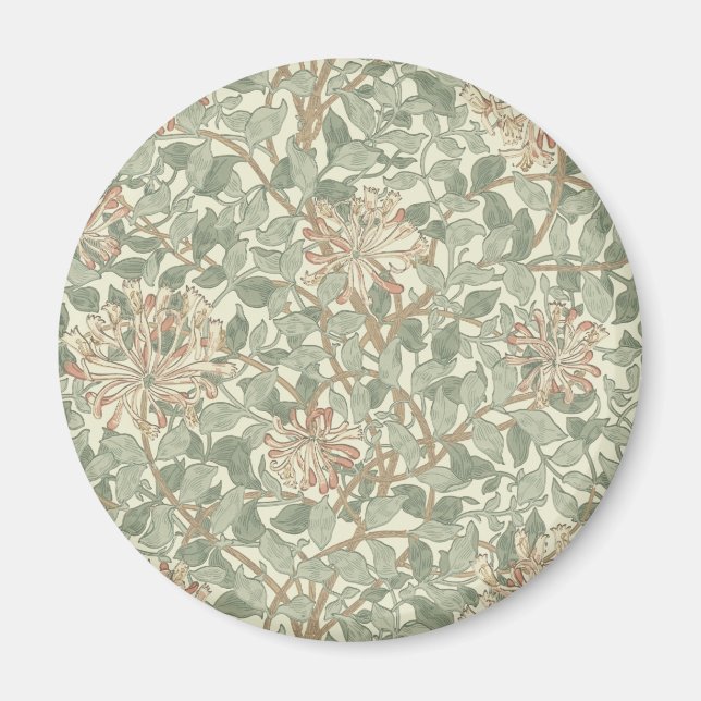 William Morris Honeysuckle Grönt Blommigt Magnet (Framsidan)