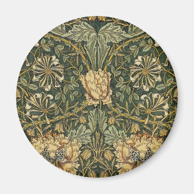 William Morris Honeysuckle Grönt Blommigt Magnet (Framsidan)