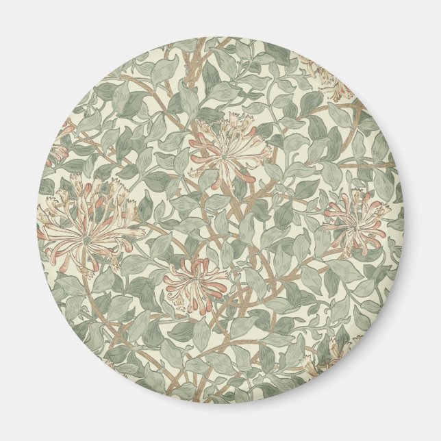 William Morris Honeysuckle Grönt Blommigt Magnet (Framsidan)