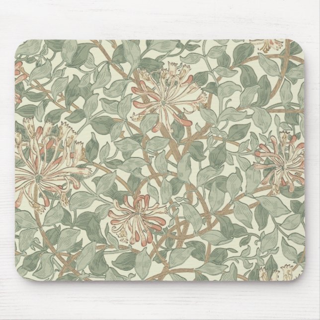 William Morris Honeysuckle Grönt Blommigt Musmatta (Framsidan)