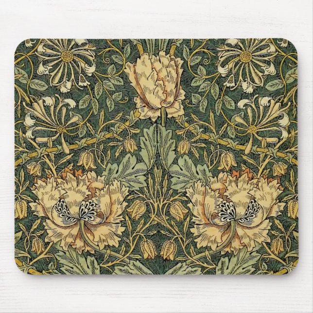 William Morris Honeysuckle Grönt Blommigt Musmatta (Framsidan)