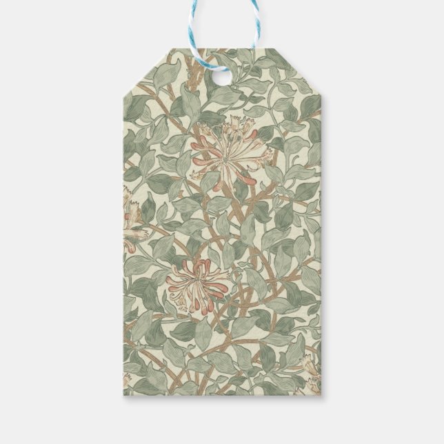 William Morris Honeysuckle Grönt Blommigt Presentetikett (Framsidan)
