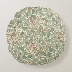 William Morris Honeysuckle Grönt Blommigt Rund Kudde