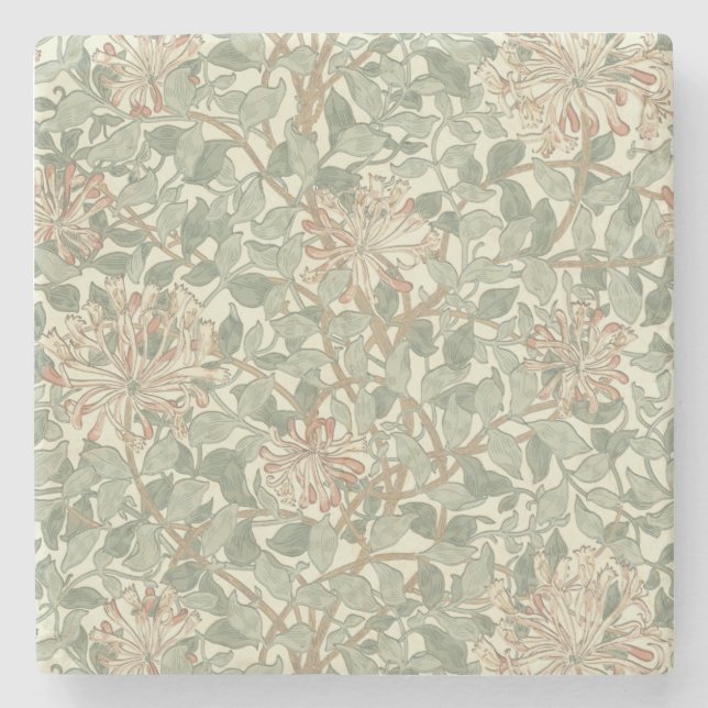 William Morris Honeysuckle Grönt Blommigt Stenunderlägg (Framsidan)