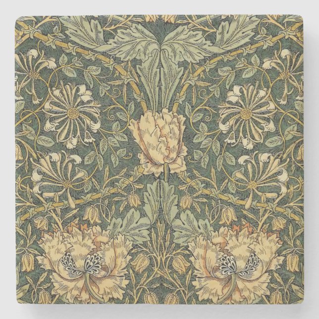 William Morris Honeysuckle Grönt Blommigt Stenunderlägg (Framsidan)