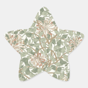 William Morris Honeysuckle Grönt Blommigt Stjärnformat Klistermärke