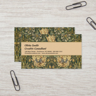 William Morris Honeysuckle Grönt Blommigt Visitkort