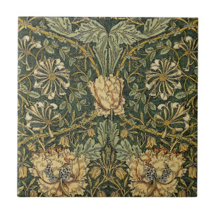 William Morris Honeysuckle Grönt Gult Kakelplatta