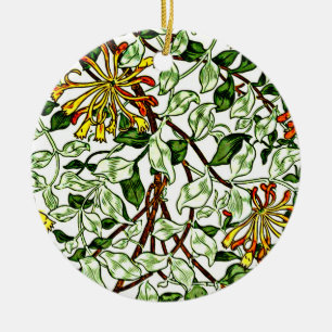 William Morris - Honeysuckle grönt och gult-guld Julgransprydnad Keramik