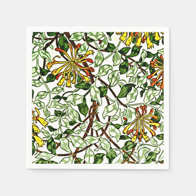 William Morris - Honeysuckle grönt och gult Pappersservett (Framsidan)