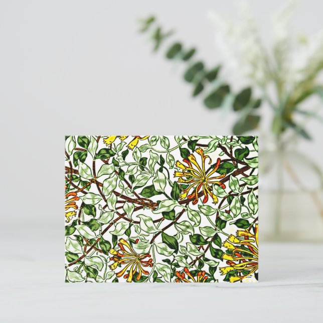 William Morris - Honeysuckle grönt och gult Vykort (Stående Fram)