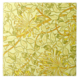William Morris - Honeysuckle i Gult Kakelplatta