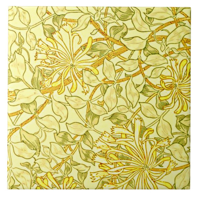 William Morris - Honeysuckle i Gult Kakelplatta (Framsidan)