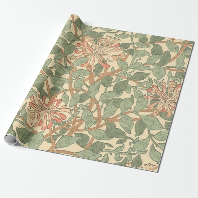 William Morris Honeysuckle Presentpapper (Utrullad)