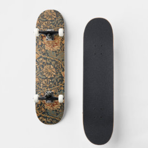 William Morris Honeysuckle Rik Red Mörk blått Mini Skateboard Bräda 18,5 Cm