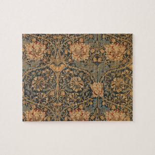 William Morris Honeysuckle Rik Red Mörk blått Pussel