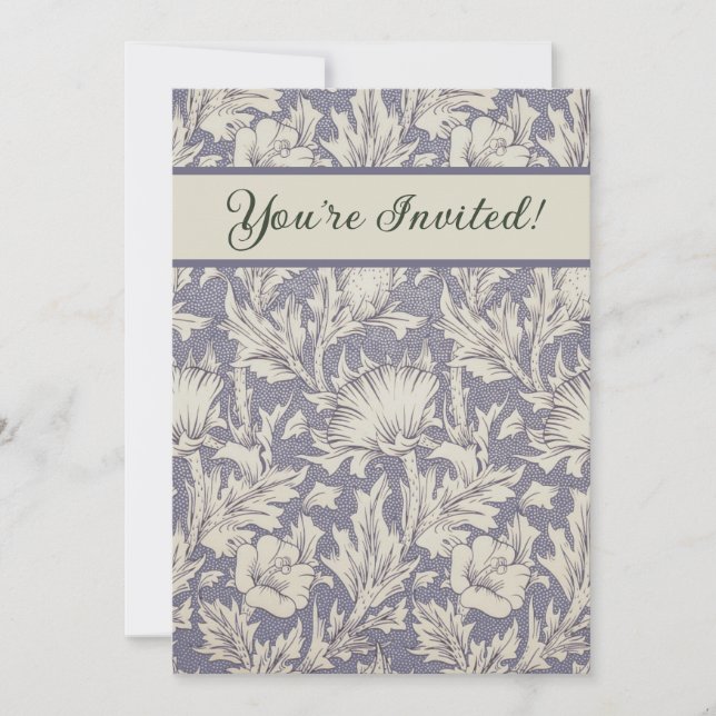 William Morris Horn Poppy Classic Blommigt Inbjudningar (Framsida)