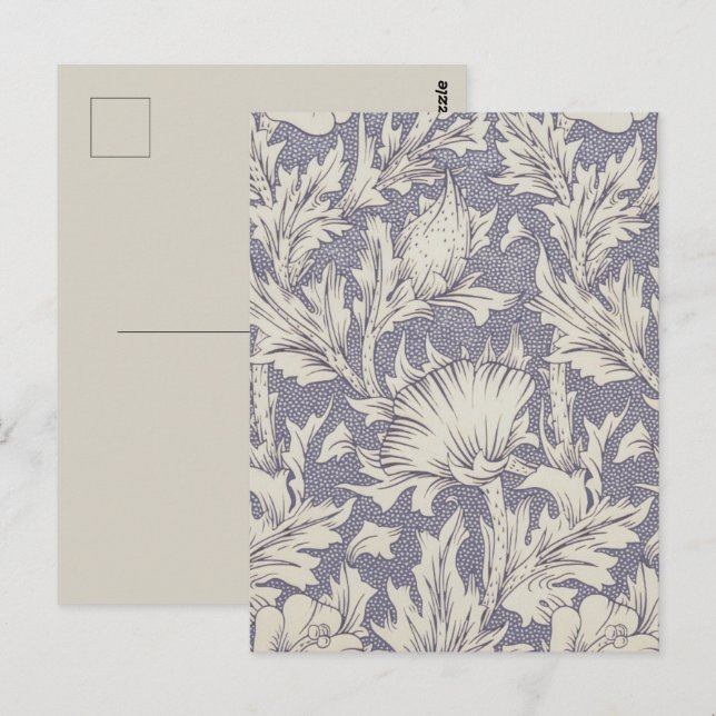 William Morris Horn Poppy Classic Blommigt Vykort (Fram/baksida)