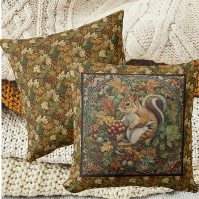 William Morris Höst Chipmunk Blad Bär Kudde (Skapare uppladdad)