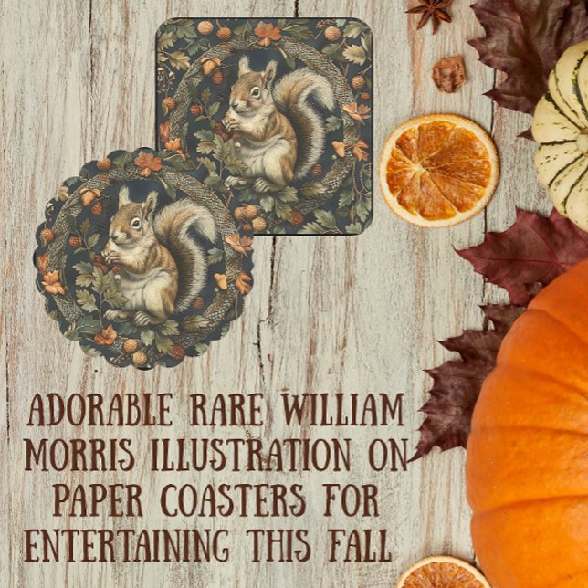 William Morris Höst Chipmunk Löv Bär Underlägg Papper Kvadrat (Fun paper coasters for fall!)