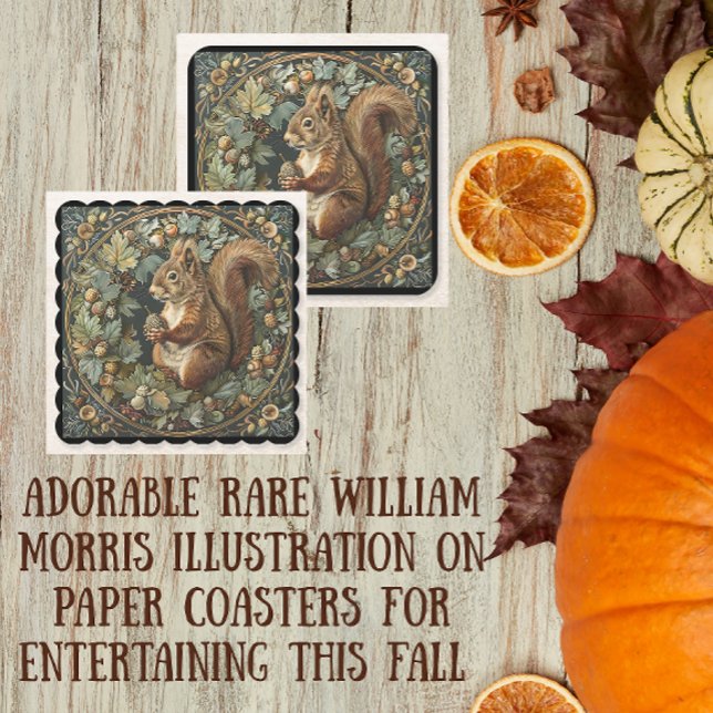 William Morris Höst Ekorre Löv Bär Underlägg Papper Kvadrat (Perfect for holiday entertaining this fall!)