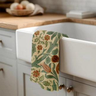 William Morris Höst färger Blommigt, English Cotta Kökshandduk