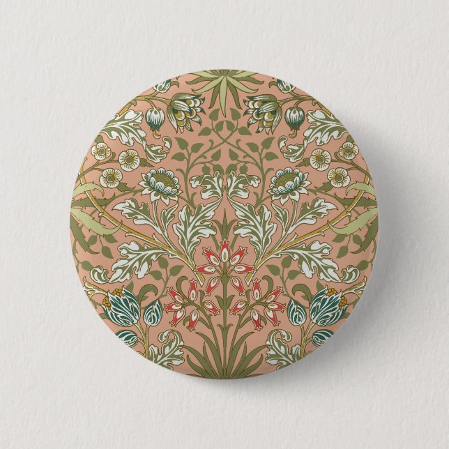 William Morris Hyacint Blomma Ros Konst Knapp (Framsida)
