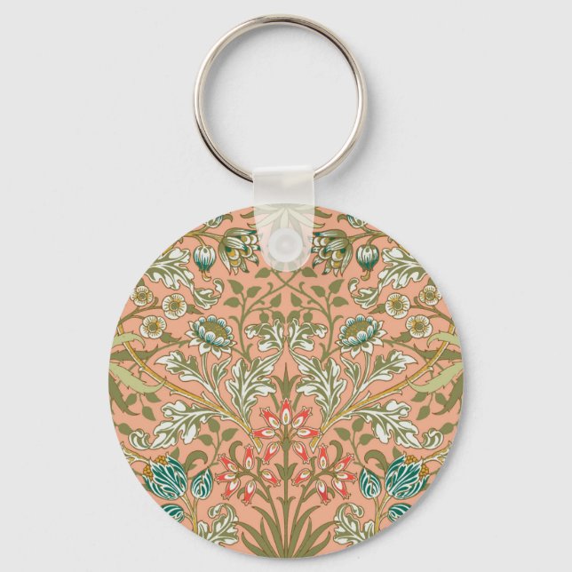 William Morris Hyacint Blomma Ros Konst Nyckelring (Framsida)