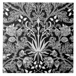 William Morris Hyacint Print, Black and White Kakelplatta