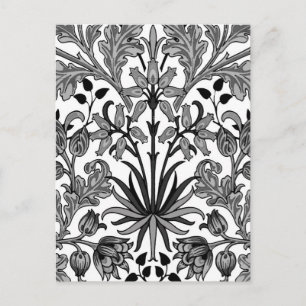 William Morris Hyacint Print, Black, White & Grått Vykort