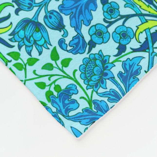 William Morris Hyacint Print, Cerulean Blue Fleecefilt (Hörn)