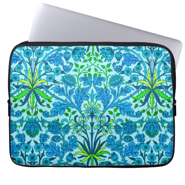 William Morris Hyacint Print, Cerulean Blue Laptop Sleeve (Framsidan)