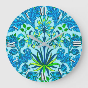 William Morris Hyacint Print, Cerulean Blue Stor Klocka