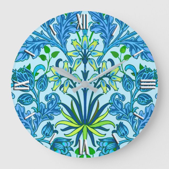 William Morris Hyacint Print, Cerulean Blue Stor Klocka (Framsida)