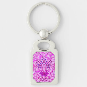 William Morris Hyacint Print, Lavender and Violet Rektangulärt Silverfärgad Nyckelring