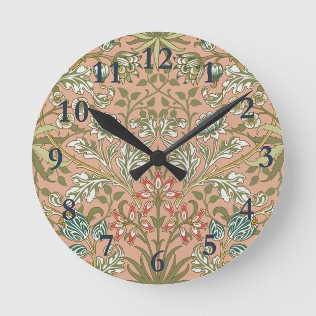William Morris Hyacinth Flower Ro Art Rund Klocka (Framsida)